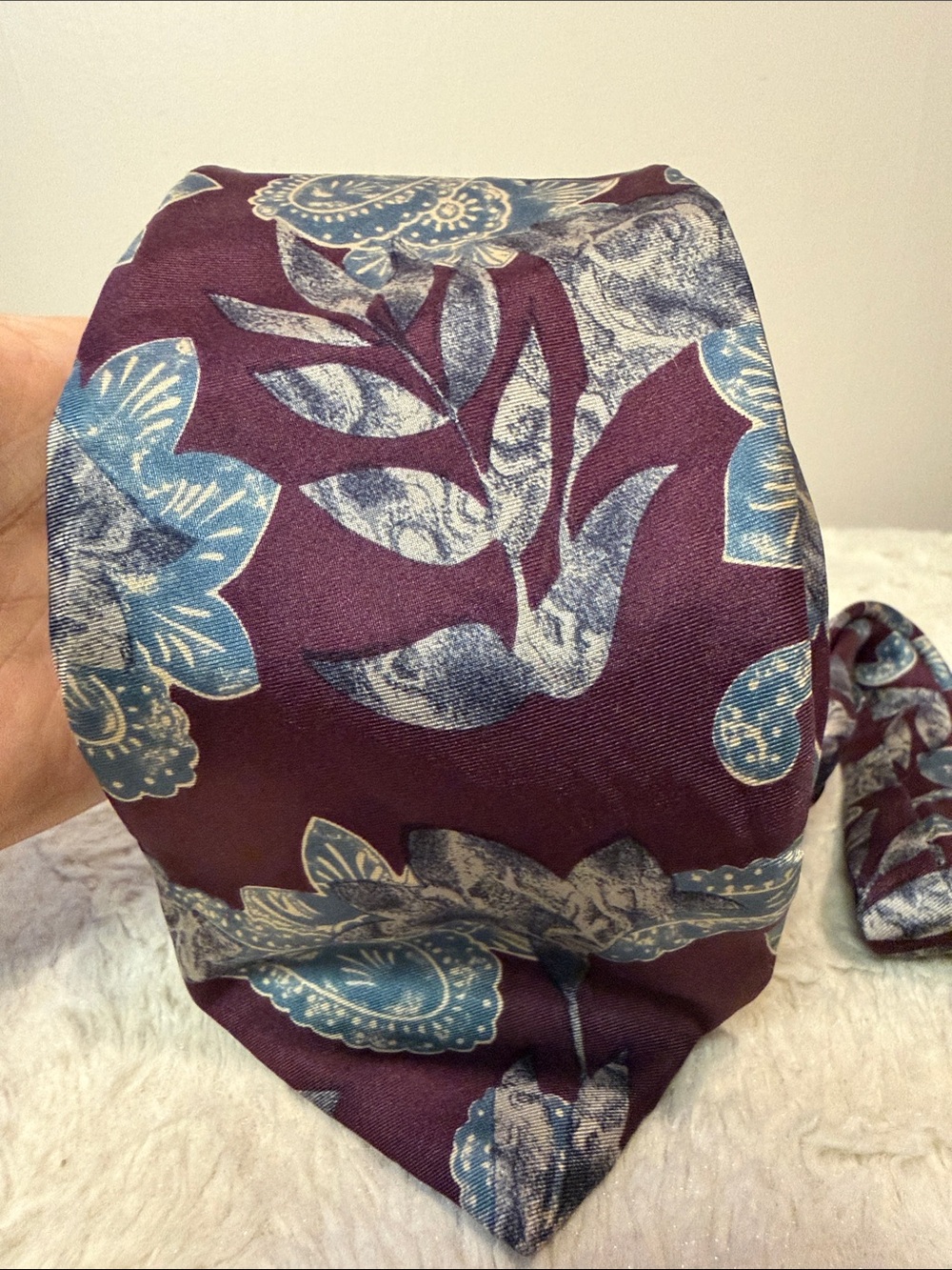 Pierre Balmain Paris 100% Italian Silk Deep Purple & Blue Floral Designer Tie